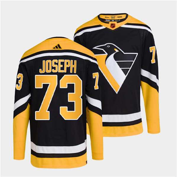 Mens Pittsburgh Penguins #73 Pierre-Olivier Joseph Black 2022 Reverse Retro Stitched Jersey Dzhi